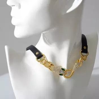 Чокер "Змея", цвет чёрно-золотой