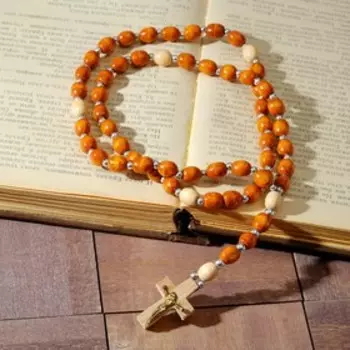 Чётки деревянные "Православные" 50 бусин через шарик, цвет коричневый