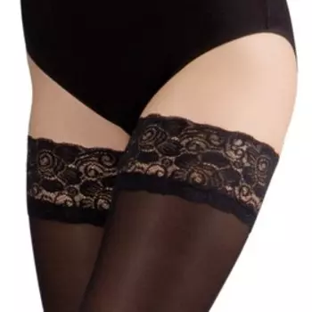 Чулки компрессионные B.Well, JW-215 плотные с ажурным верхом, 1 класс, размер 3, цвет Black