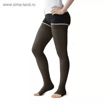 Чулки медицинские компрессионные, выше колена, без мыска, 2 класс, рост 2, арт.4001, размер 3 (M), цвет чёрный