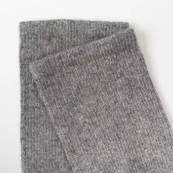 Чулки женские из монгольской шерсти без рисунка, серые, размер 23-25