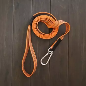 Чумбур прорезиненный, 2.5 метра, с карабином и кольцом, оранжевый