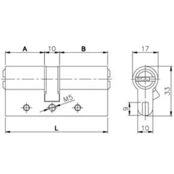 Цилиндровый механизм 164 DBN-E/70 мм (30.10.30), 5 кл., цвет латунь