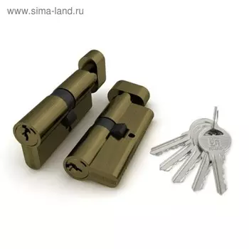 Цилиндровый механизм Fuaro 100 ZM 60 (25х10х25) AB, с вертушкой, 5 ключей, цвет бронза