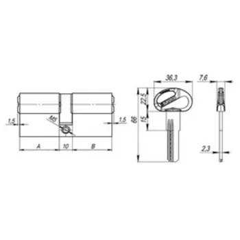 Цилиндровый механизм Fuaro D-PRO500/90 (40х10х40) CP, 5 ключей, цвет хром