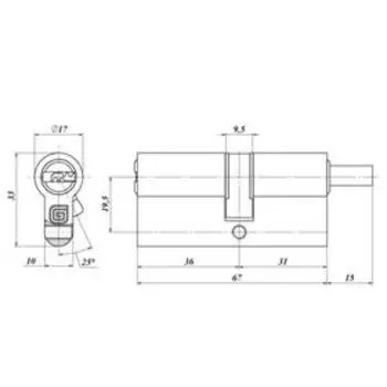 Цилиндровый механизм с вертушком GB 67 мм, 36/31V, /128:4778/ Ni, 5 кл., цвет никель