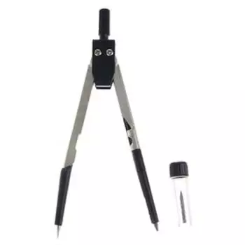 Циркуль металлический, пластиковый 120 мм, в пластиковом пенале, с запасными грифелями