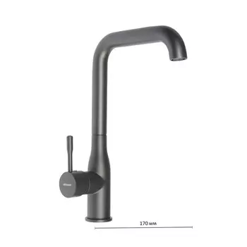 Смеситель для кухни Accoona A4490AT-3, однорычажный, высокий излив, латунь, серый графит