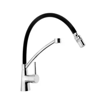 Смеситель для кухни Accoona A4890F-2, однорычажный, силиконовый излив, латунь, черный, хром