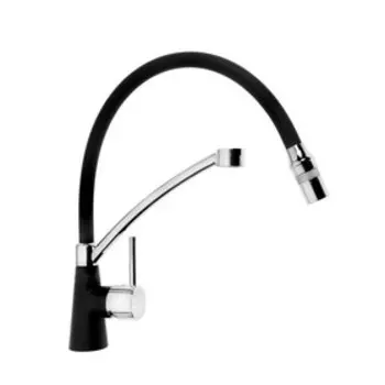 Смеситель для кухни Accoona A4890FF-2, однорычажный, силиконовый излив, латунь, черный