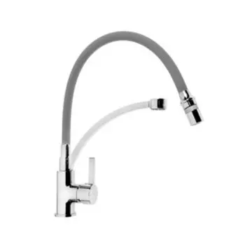 Cмеситель для кухни Accoona A4890T-3, однорычажный, силиконовый излив, серый, хром