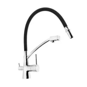 Смеситель для кухни Accoona A5179F-13, однорычажный, выход для питьевой воды, черный, хром