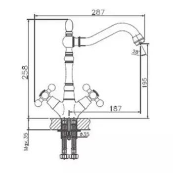 Cмеситель для кухни Haiba HB4419-4, двухвентильный, под бронзу