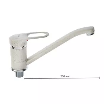 Cмеситель для кухни "Эверест" B49-02518, однорычажный, длинный излив, на гайке, кремовый