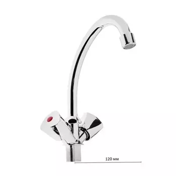 Cмеситель для кухни "Эверест" B49-334, двухвентильный, высокий излив, на гайке, хром