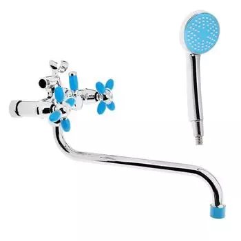 Смеситель для ванны Accoona A7182M, двухвентильный, синий/хром