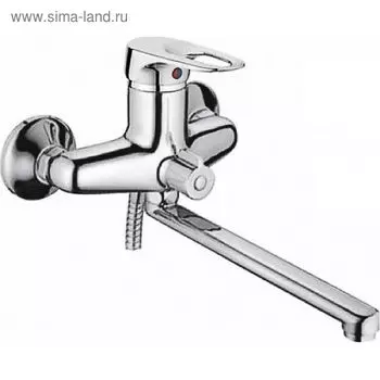 Cмеситель для ванны Cron CN2204, длинный излив, переключатель в корпусе, хром