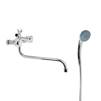 Cмеситель для ванны "Эверест" B22-336, двухвентильный, круглый излив, душевой набор, хром