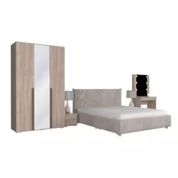 Cпальный гарнитур «Лайк К12» ЛДСП, велюр, Дуб мария/Какао/Капучино