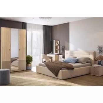 Cпальный гарнитур «Модерн К154», ЛДСП, велюр, цвет дуб мария / бронза / капучино