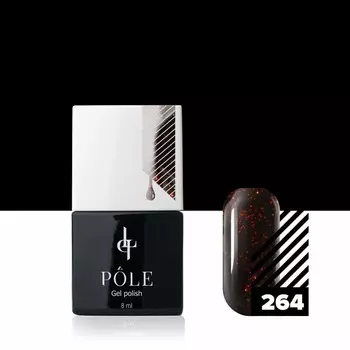 Цветной гель-лак Pole, №264 чёрный янтарь, 8 мл