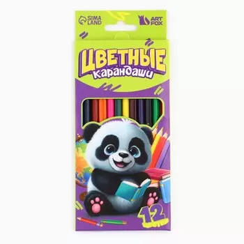 Цветные карандаши, 12 цв трехгранные «Панда»