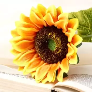 Цветок искусственный "Пышный подсолнух" 13х55 см