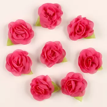 Цветы для декора искусственные из ткани, набор 8 шт., розовые