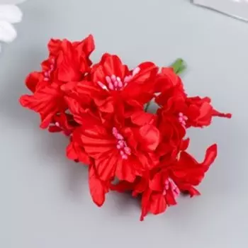 Цветы для декорирования "Садовая лилия" алая 1 букет=6 цветов 10 см