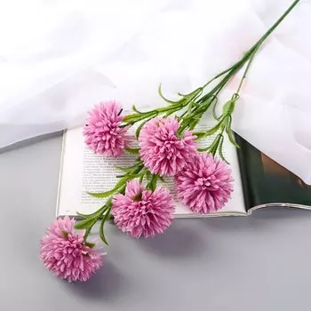 Цветы искусственные «Хризантема помпон», h=80 см, d=6 см, сиреневые