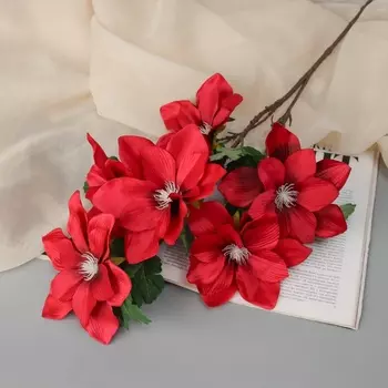 Цветы искусственные «Клематис крупноцветковый», 6114 см, красные