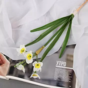 Цветы искусственные "Нарцисс люкс" диам.цветка-3,5см, 38 см, бело-жёлтый