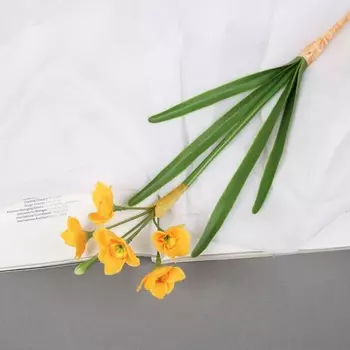 Цветы искусственные «Нарцисс люкс», h=38 см, d=3.5 см, жёлтые