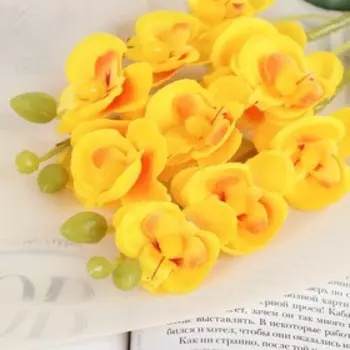 Цветы искусственные "Орхидея королевская" 3,5*28 см, жёлтый