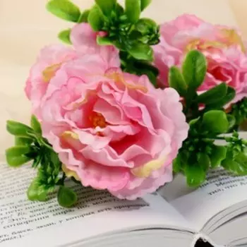 Цветы искусственные «Пион ветка», h=36 см, d=6 см, розовые