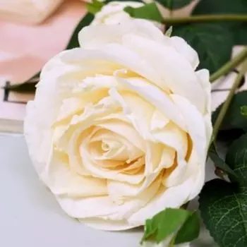 Цветы искусственные "Роза изыск" 10х64 см, белый