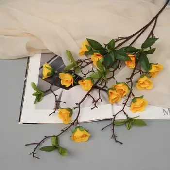 Цветы искусственные «Роза мини карнавал», 704 см, жёлтые