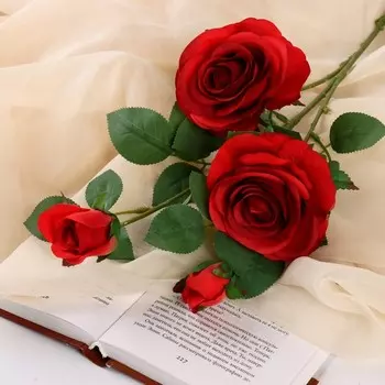 Цветы искусственные "Роза роскошь" 9х63 см, красный