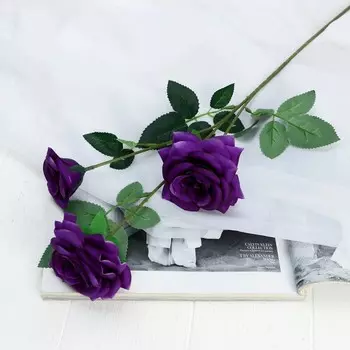 Цветы искусственные «Роза тройная», 661 см, фиолетовые