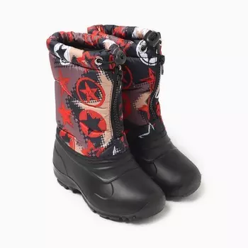 Сапоги детские из ЭВА с комбинированным верхом, звезды, чёрные, размер 33-34