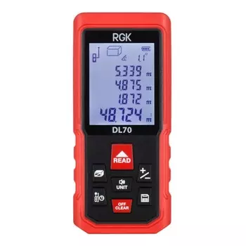 Дальномер лазерный RGK DL70, 70 м, 2 класс, 635 Hm, погрешность ±2