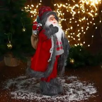 Дед Мороз под ёлку «Зимнее волшебство. Новогодняя игрушка в клетчатом свитере», 45 см