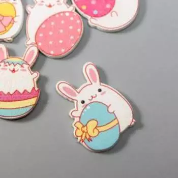 Декор для творчества дерево "Пасхальные зайчики" набор 10 шт МИКС 2,5х1,5 см