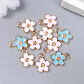 Декор для творчества металл, эмаль «Цветочек с золотой серединкой», 1.31 см, МИКС