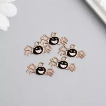 Декор для творчества металл, эмаль "Паучок с улыбкой" чёрный 1,2х2,1 см
