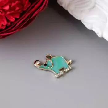 Декор для творчества металл, эмаль, стразы "Голубой слон" золото 1,8х2,1 см