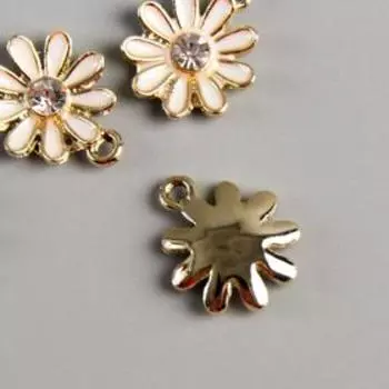 Декор для творчества металл, эмаль, стразы "Ромашка" 2,2х1,8 см