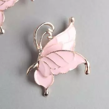 Декор для творчества металл "Бабочка розовая" эмаль 3х4х1 см