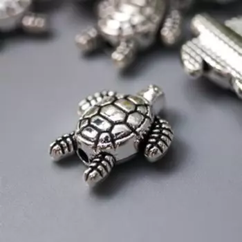 Декор для творчества металл "Черепашка" серебро 1,3х1,2 см