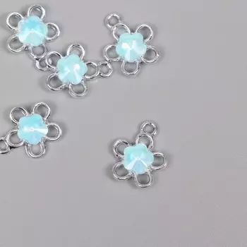 Декор для творчества металл «Цветок», серебро, голубой, 1.81.50.5 см